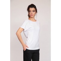 Бяла блуза Кенсол 889 с паети на гърба